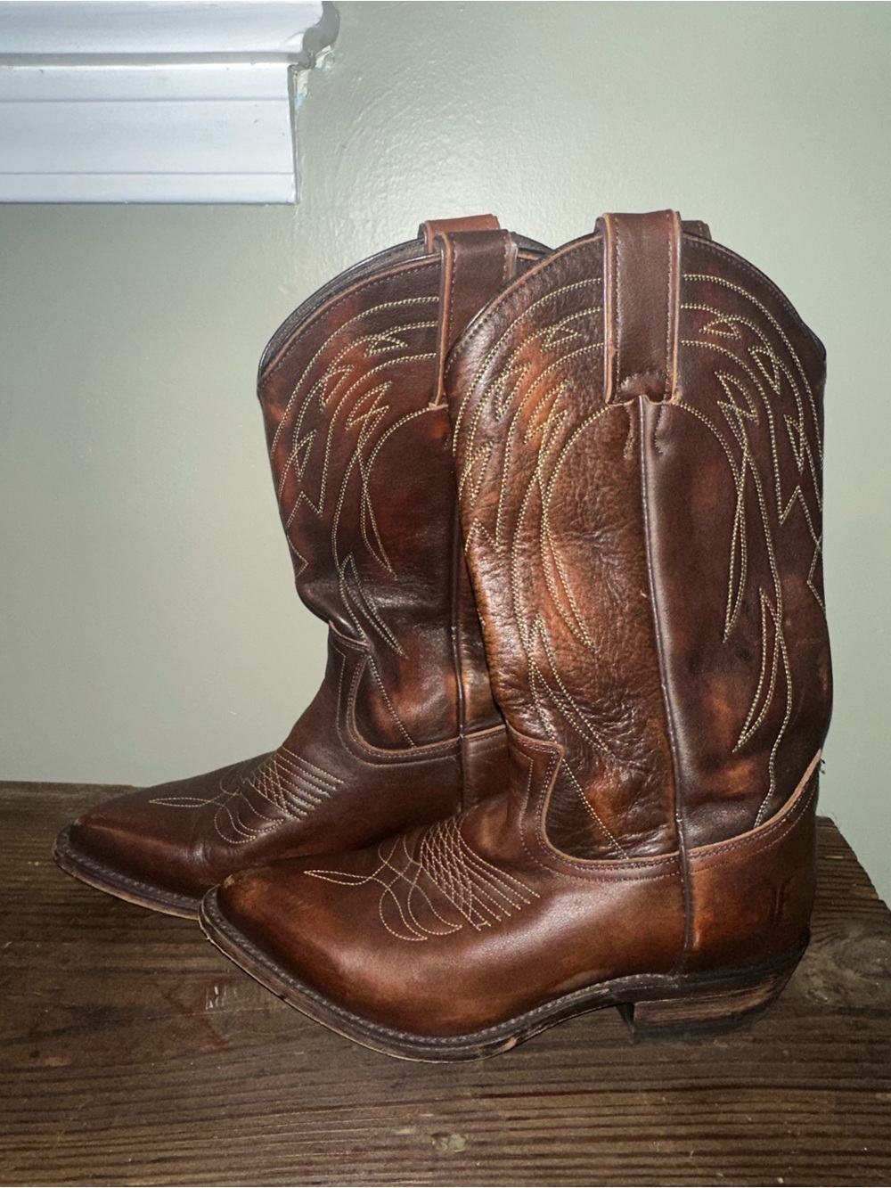 Frye Brown Leather Western Cowboy Boots